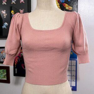 Celebrity Pink Knit Bubble Sleeve Top